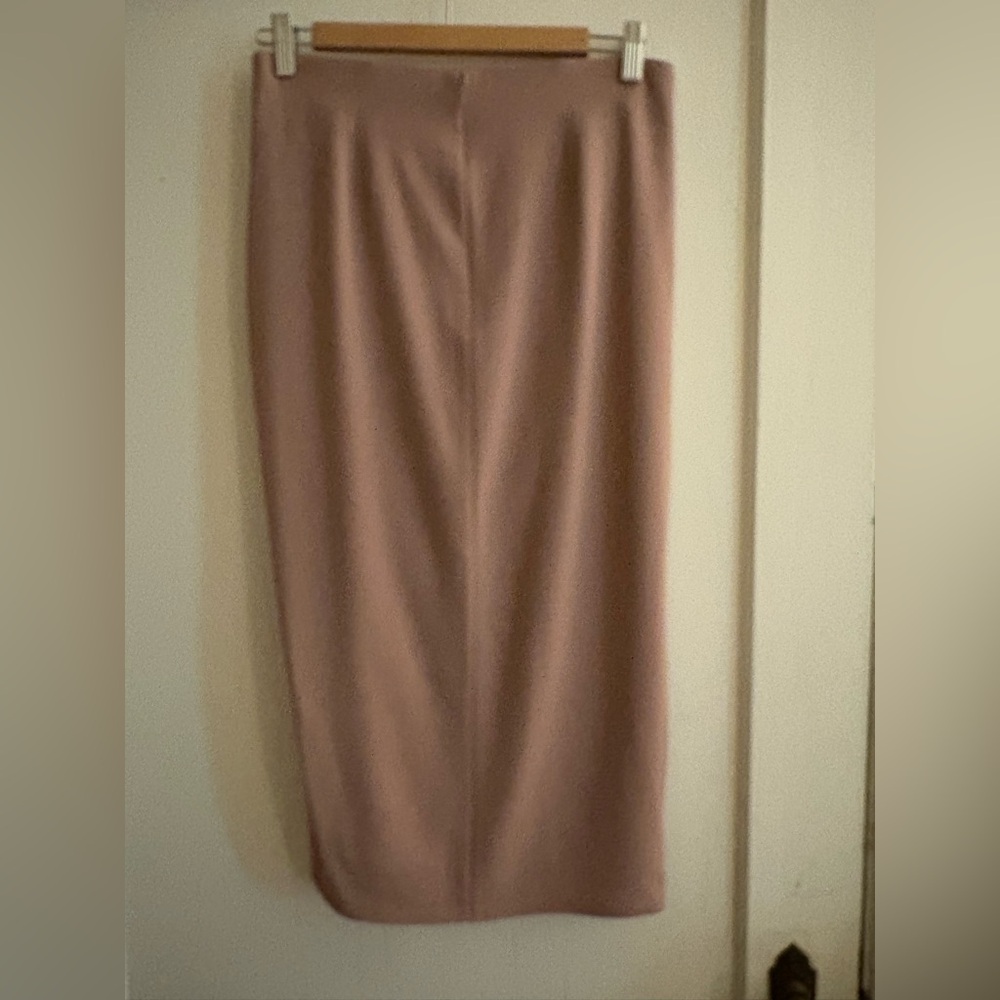 Babaton Mauve-Taupe Ruched Pencil Skirt with Front Slit - Picture 3 of 7